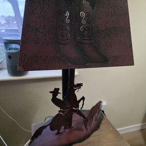 Rustic Cowboy Lamp with Boots Design
